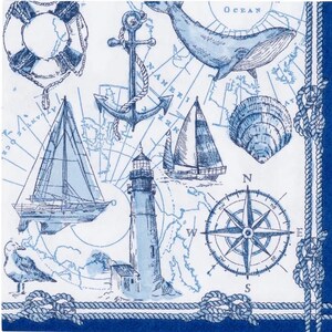 2 small Caspari paper napkins for mixed media, collage, scrapbook, decoupage PACK OF TWO To The Lighthouse