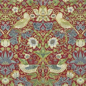 2 grandes serviettes en papier William Morris pour techniques mixtes, collage, scrapbooking, découpage LOT DE DEUX Strawberry Thief Red