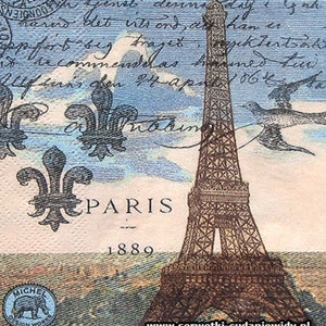 2 x small Michel paper napkins for mixed media, collage, scrapbook, decoupage PACK OF TWO  Paris 1889