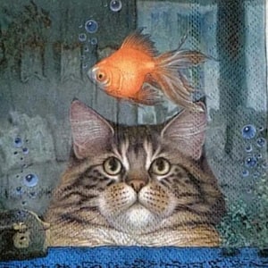 2 piccoli tovaglioli di carta per tecniche miste, collage, scrapbooking, decoupage CONFEZIONE DA DUE My Dream Fish