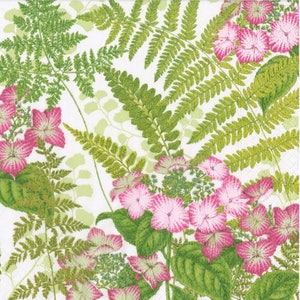 2 grandes serviettes en papier Caspari pour techniques mixtes, collage, scrapbooking, découpage LOT DE DEUX Jardin de fougères