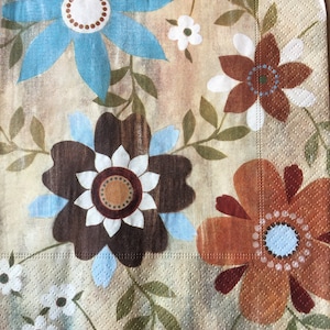 2 large out of print paper napkins for mixed media, collage, scrapbook, decoupage PACK OF TWO Flower Carpet