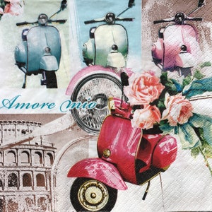 2 large rare out of print paper napkins for mixed media, collage, scrapbook, decoupage PACK OF TWO Amore mio