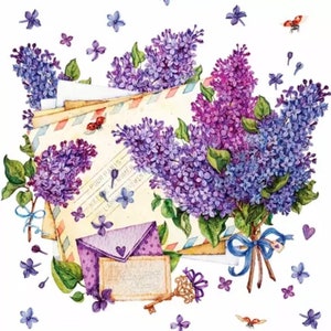 2 servilletas de papel grandes para técnicas mixtas, collage, scrapbook, decoupage Letras lilas