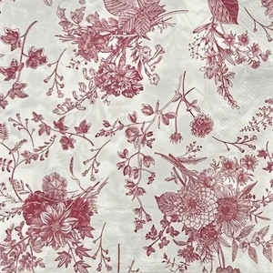 2 grandi tovaglioli di carta per tecniche miste, collage, scrapbooking, decoupage SET DI DUE Red Summer Garden