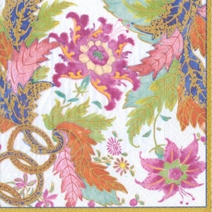 Due grandi tovaglioli di carta Caspari per tecniche miste, collage, scrapbooking, decoupage SET DI DUE Foglie di tabacco