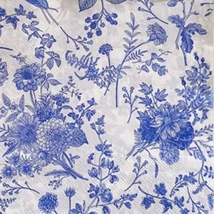 2 grandi tovaglioli di carta per tecniche miste, collage, scrapbooking, decoupage SET DI DUE Blue Summer Garden