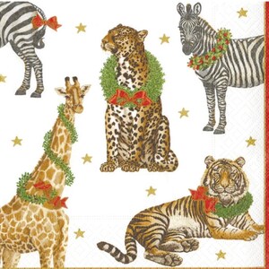 2 grandi tovaglioli di carta Caspari per tecniche miste, collage, scrapbooking, decoupage CONFEZIONE DA DUE Wild Christmas