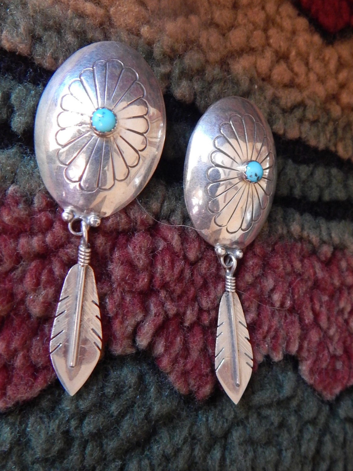 Southwestern Jewelry Sterling Silver Turquoise Earrings Etsy