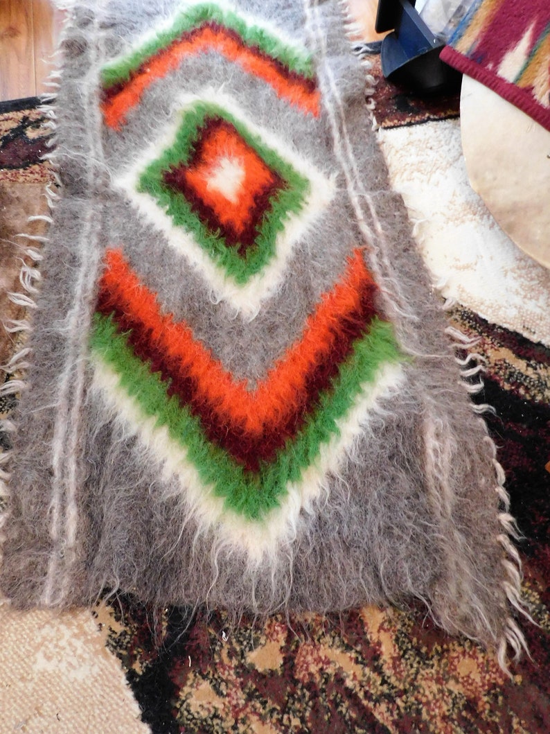 Wool throw rug southwest decor 50 inches long southwestern home decor western decor cowboy horse
