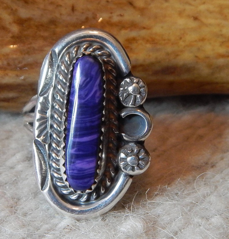 sterling ring size 7 rare purple native sterling silver ring Native American Jewelry womens jewelry estate jewelry,
