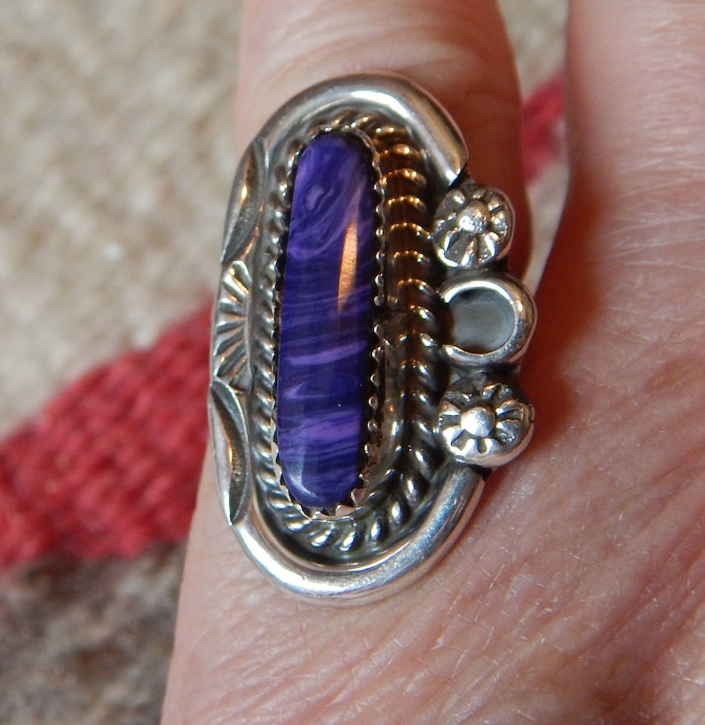 sterling ring size 7 rare purple native sterling silver ring Native American Jewelry womens jewelry estate jewelry,