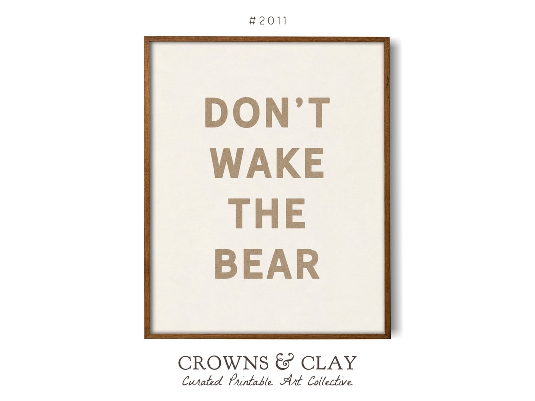 Don't Wake the Bear Printable Nursery Art, DIY Children's Gallery Wall