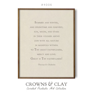 Great Is Thy Faithfulness PRINTABLE Artwork, Minimalist Christian Hymn Typography, Last Minute Gift, Crowns & Clay DIGITAL Print #4006