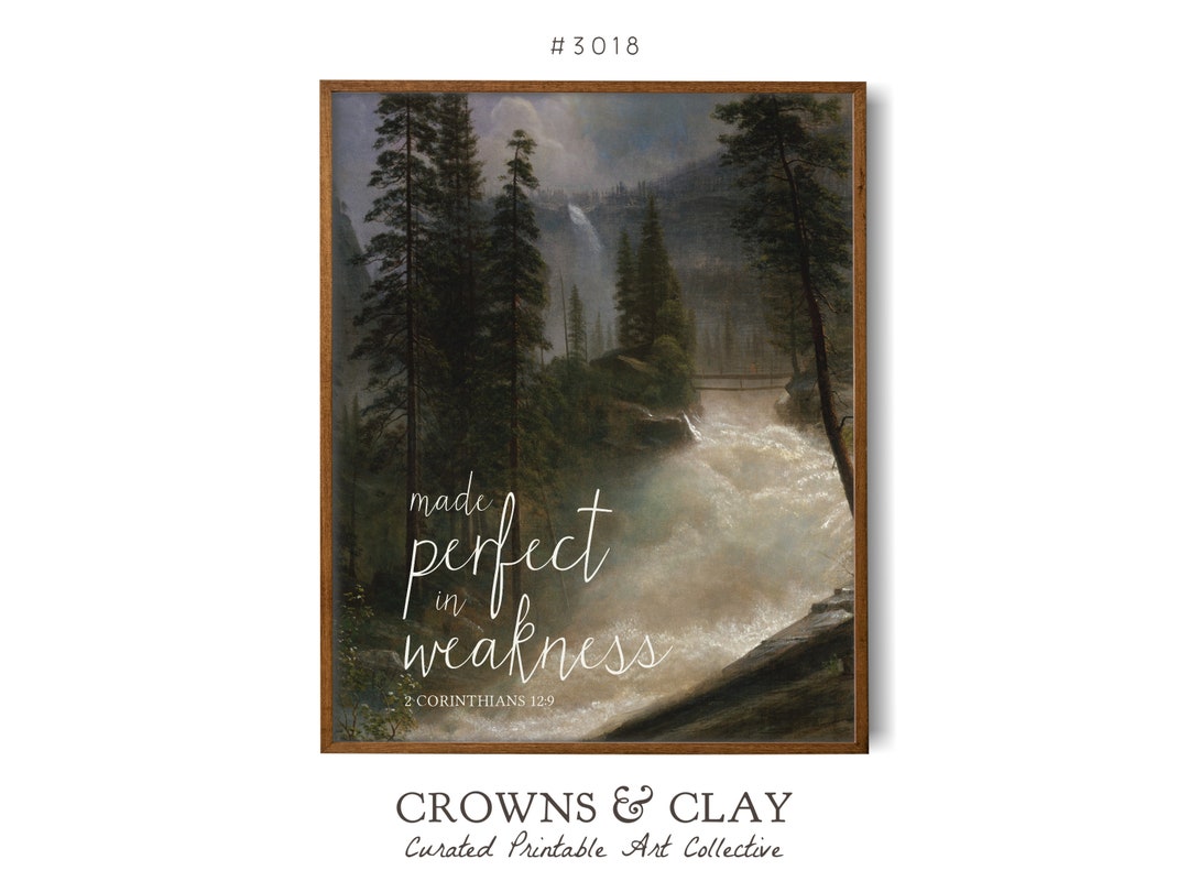 Vintage Landscape Bible Verse PRINTABLE Artwork, 2 Corinthians 12:9 ...