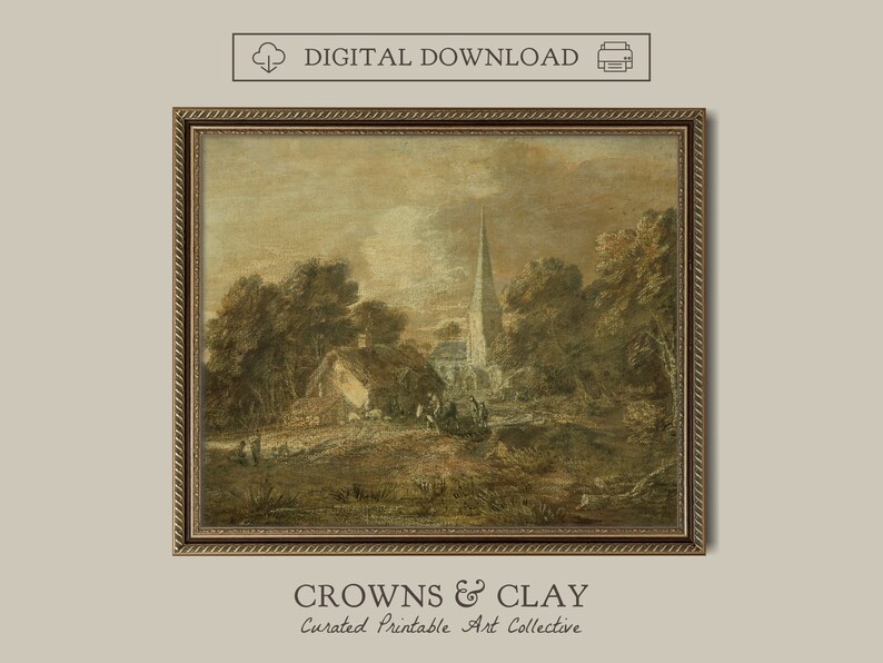 1700s Village Scene PRINTABLE Artwork, British Landscape, Bedroom Art ...
