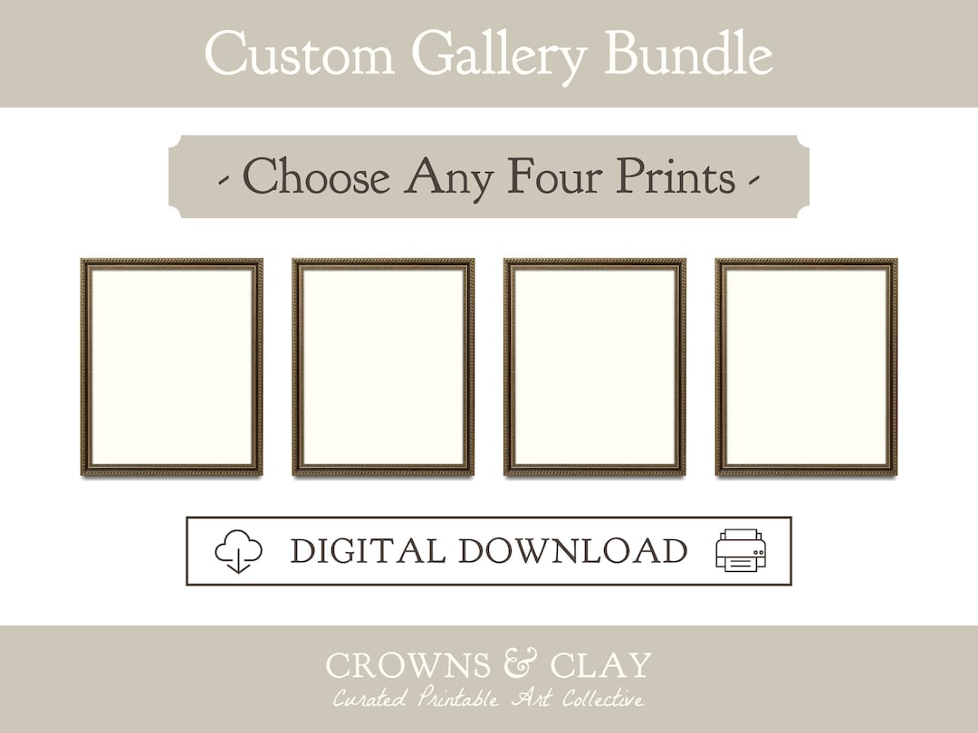 Printable Art Bundle, Choice of Four Prints, Custom Gallery Wall