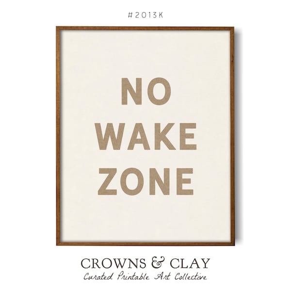 No Wake Zone Printable Nursery Art, Coastal DIY Artwork, Nautical Baby Shower, Lake House Bunk Room, Crowns & Clay, DIGITAL Print #2013K