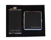 Personalized Cigarette Case and Flask Set Custom Engraved Name
