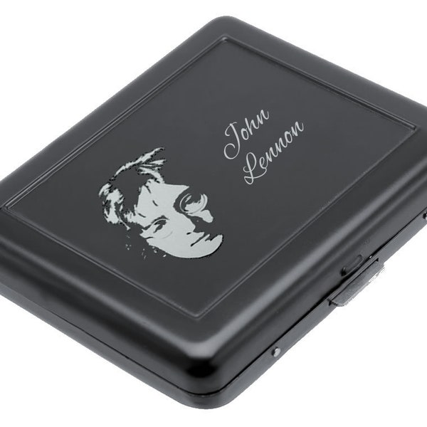 Personalized Black Cigarette Case / Custom Name and Foto Engraved