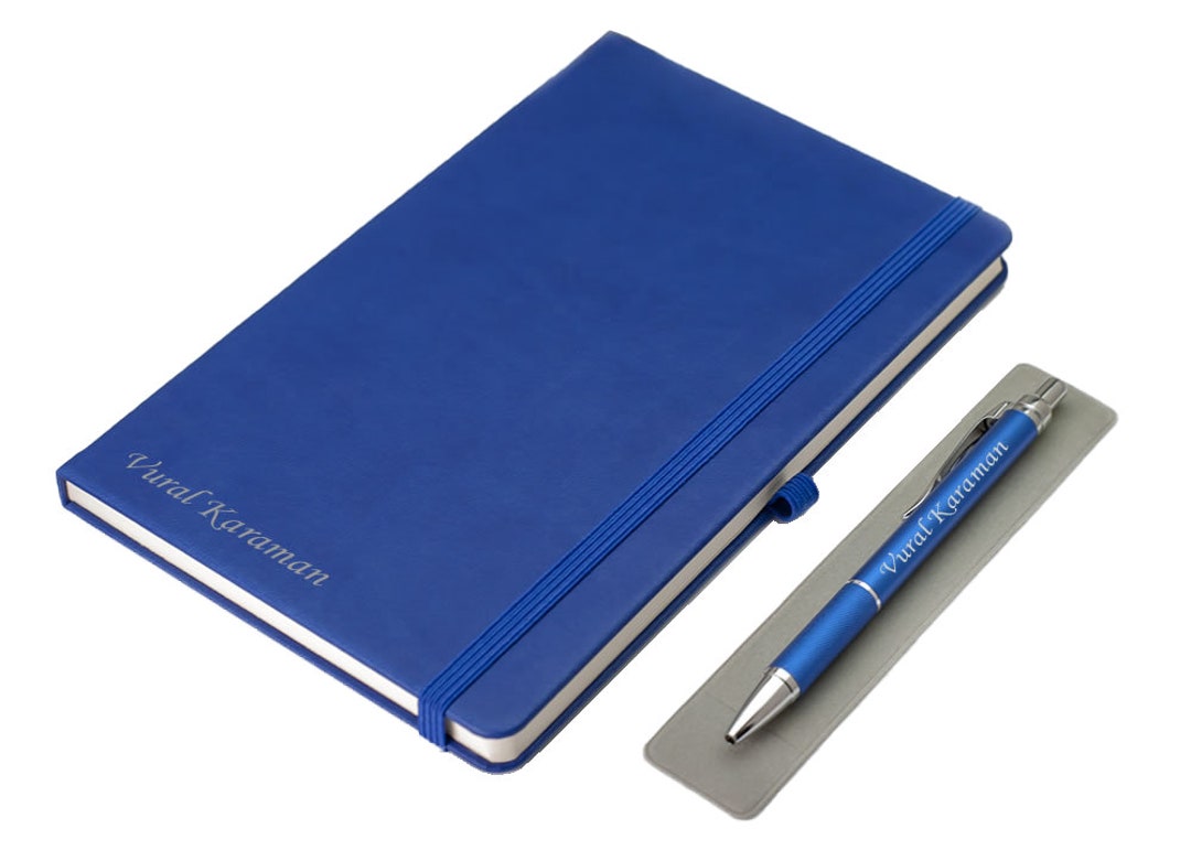 Custom Notebook and Pen Set Blue / Personalized Name Etsy