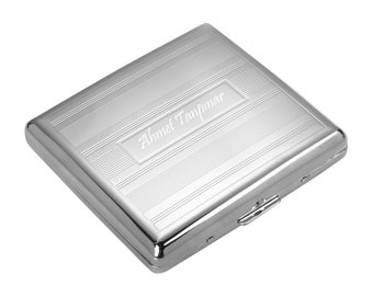 Cigarette Case Personalized Chrome Stainless Steel / Custom Engraved Name