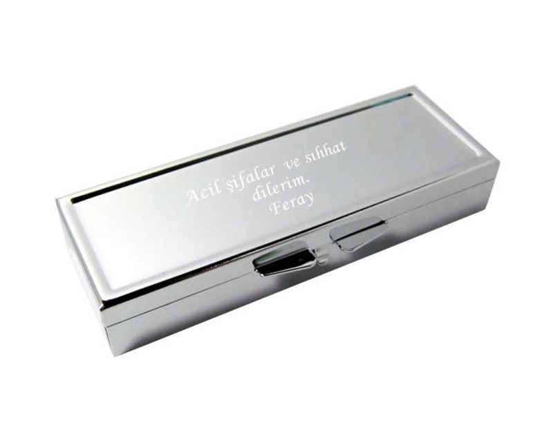 3 Grid Folding Pill Box Custom Engraved Name or Message