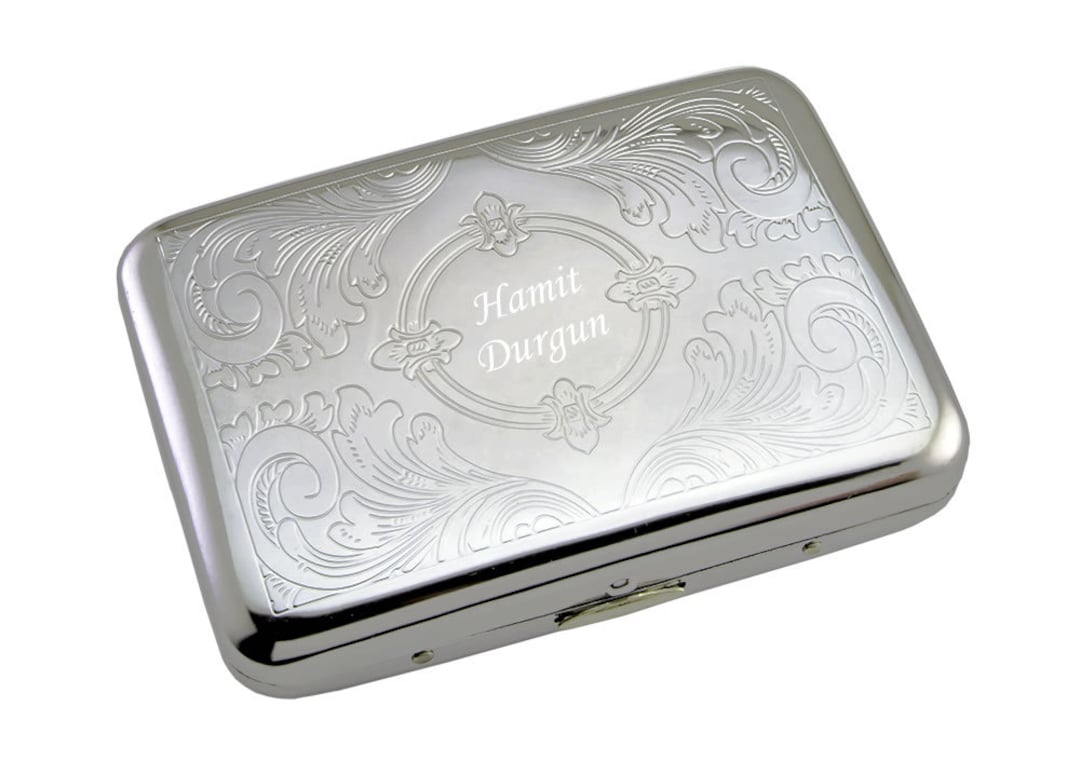 cigarette case name XQIGI Genuine Leather Surface 5-10 Capacity Custom Portable Cigarette Storage Box Personalized Customization (Custom) : Health & Household Personalized Cigarette Case Bms408 /