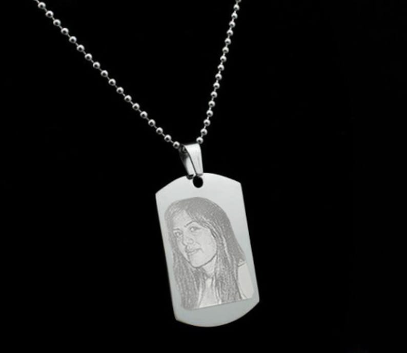 Personalized Stainless Steel Necklace Engraved Photo And Text