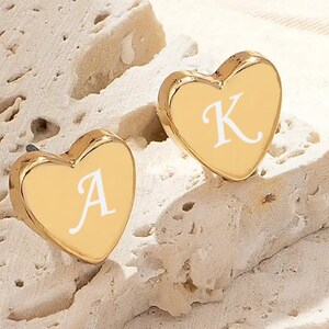 Pendientes Personalizados Chapados en Oro / Letra Grabada Personalizada