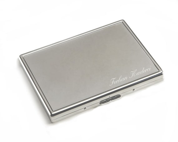cigarette case name Cigarette Case Personalized Chrome Stainless Steel / Custom Engraved Name