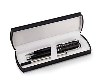Personalized Pen Set Black / Custom Engraved Name
