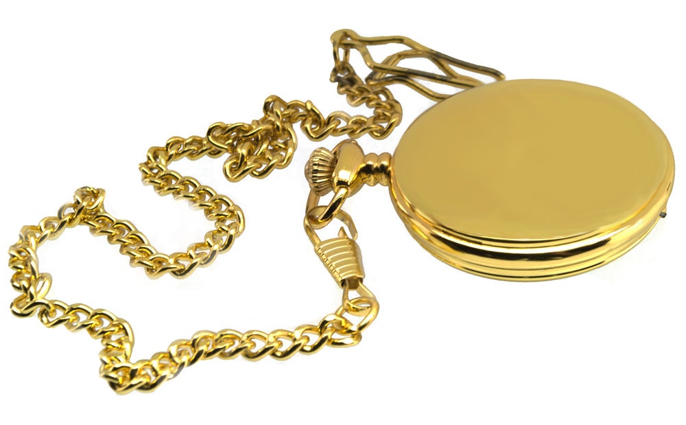 Personalized Bright Gold Pocket Watch / Custom Monograme Etsy