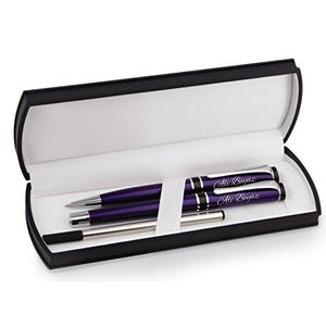 Personalized Pen Set Blue / Custom Engraved Name