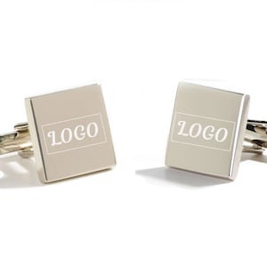 Custom Cufflinks Silver-Plated / Personalized Logo Engraved