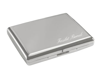 Cigarette Case Personalized Chrome Stainless Steel / Custom Engraved Name