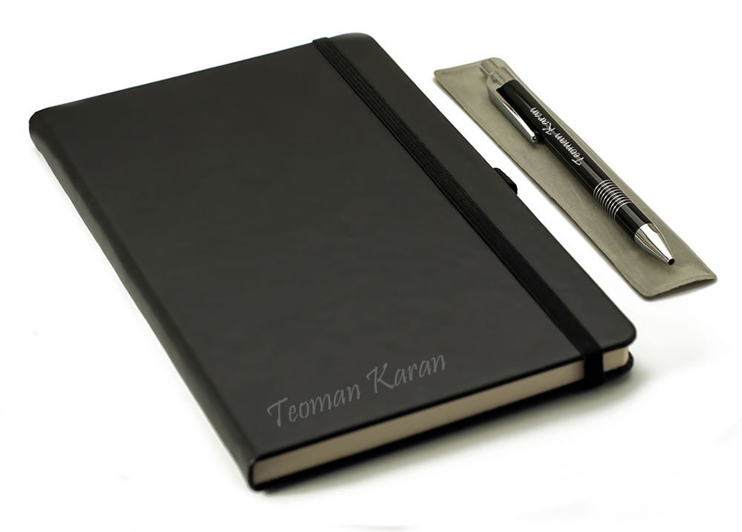 Custom Notebook and Pen Set Black / Personalized Name Engraved Etsy