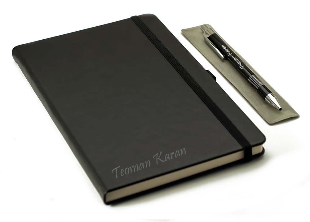 Personalized Notebook and Pen Set Black / Custom Name Etsy