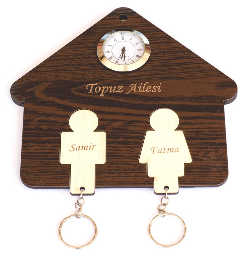 Personalized Laser Cut Double Color Clocks Wooden Key Holder / Etsy