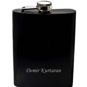 Personalized Flask Black Stainless Steel / Custom Engraved Name