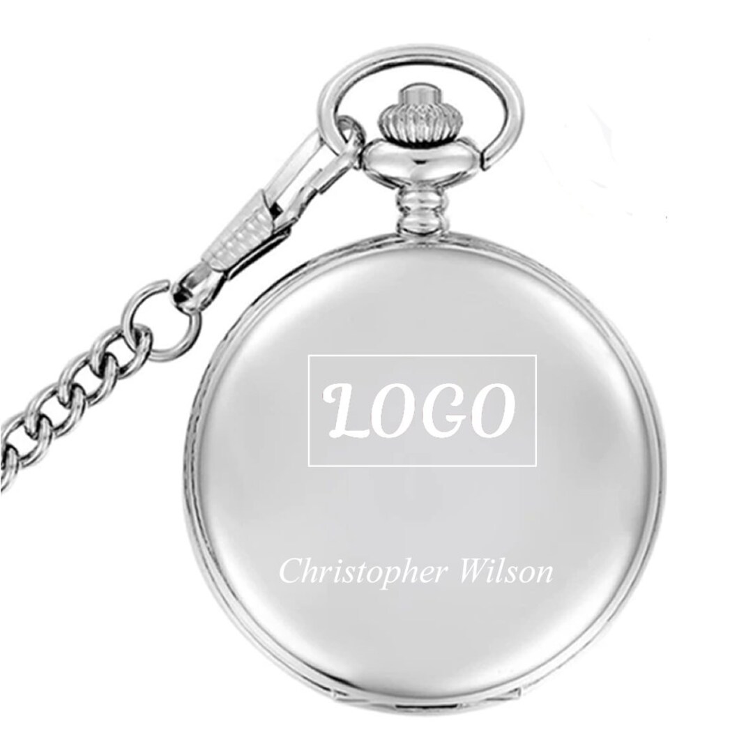 Custom Pocket Watch Silver Color - Personalized Engraved Message and ...