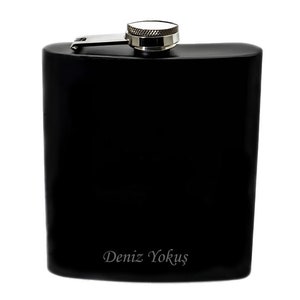 Personalized Flask Black Stainless Steel / Custom Engraved Name