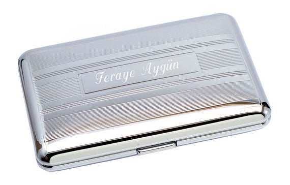Cigarette Case Personalized Chrome Stainless Steel / Custom Engraved Name