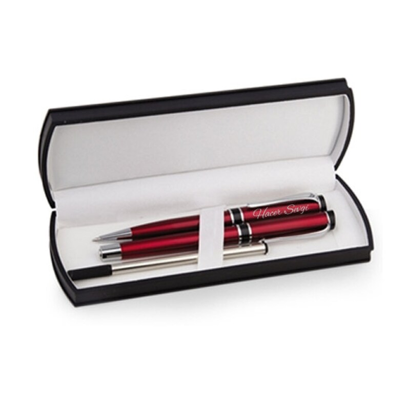 Personalized Red Pen Set / Custom Engraved Name Etsy