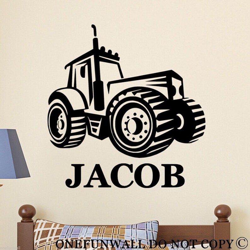 Farm Tractor Wall Decal Personalized Vinyl Sticker. Wall Art. Etsy