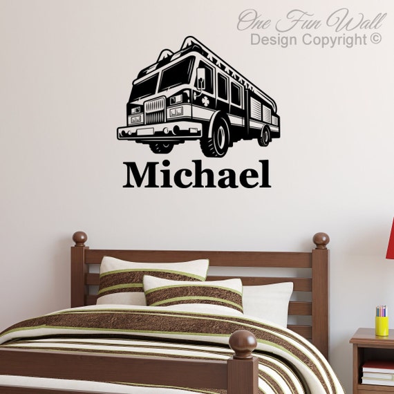 Fire Truck Wall Decal Sticker Decor Firefighter Personalized Custom Vinyl Removable Wall Art Boy S Girl S Child S Teen Bedroom Nursery