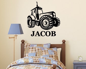 Farm Tractor Wall Decal Personalized Vinyl Sticker. Wall Art. Wall Décor. Bedroom, Nursery, Kids Room