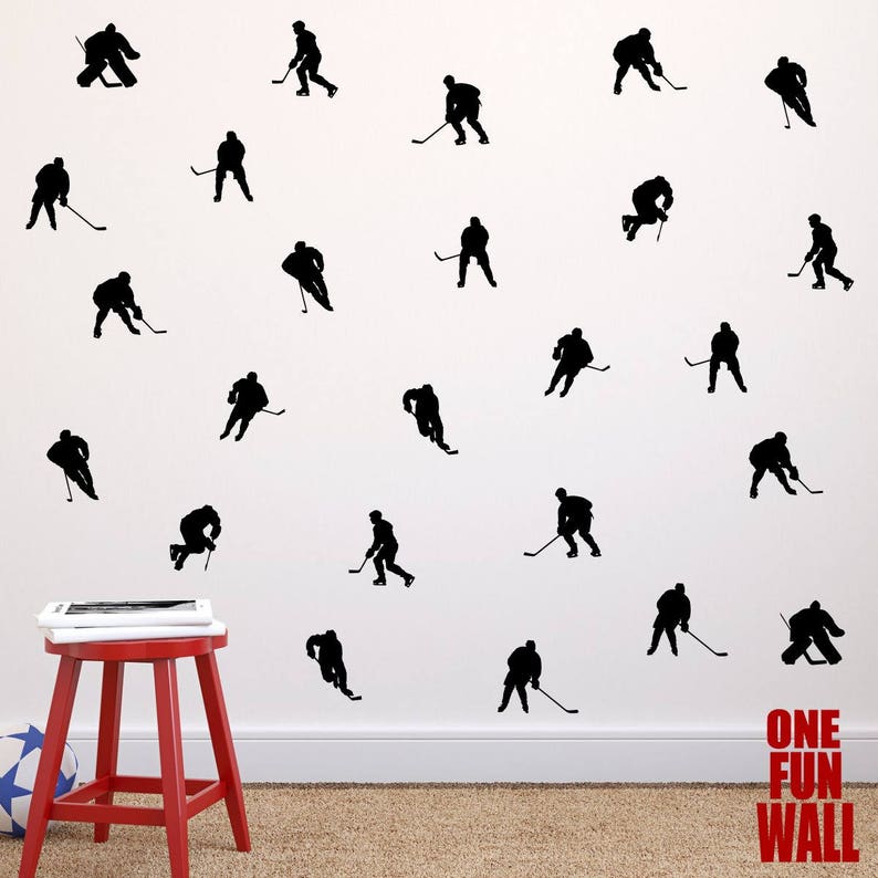 Hockey Player Shape Decals Vinyl Wall Stickers Silhouettes Etsy