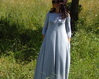 Off shoulder dress/Summer DRESS/Dress with pockets/Light gray dress/Maxi dress/Plus size dress/Daywaer dress/Women's kaftan dress/Long dress