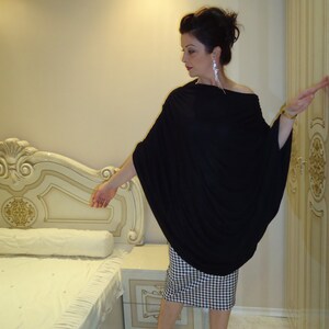 Asymmetrical black oversize tunic tops/Blouse tunic top/Elegant tunic top/Maxi tunic top/Black loose draped tunics dresses tops/Long tunic/